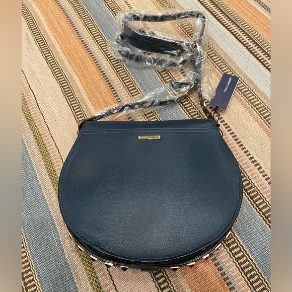 Rebecca Minkoff Midnight Blue Studded Saddle Bag - Picture 2 of 14